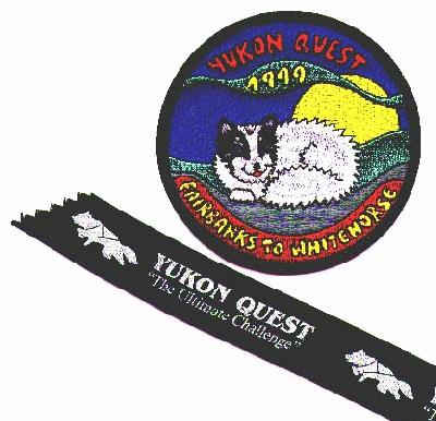 Yukon Quest 1999 jacket patch, 
with a sled dog that looks like Nanook, and Nanook's Yukon Quest ribbon